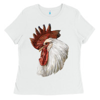 White Leghorn Rooster Head Ladies Tee - LillyAllenDesigns