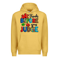 Antique Gold think before you judge Premium Hoodie - OliviaCreatesArt