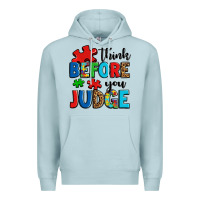 Blue Mist think before you judge Premium Hoodie - OliviaCreatesArt