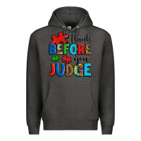 Charcoal Heather think before you judge Premium Hoodie - OliviaCreatesArt