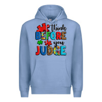 Colony Blue think before you judge Premium Hoodie - OliviaCreatesArt