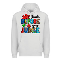 Dove Grey think before you judge Premium Hoodie - OliviaCreatesArt