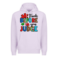 Lilac think before you judge Premium Hoodie - OliviaCreatesArt