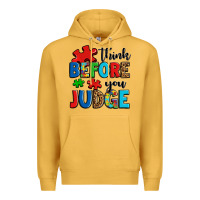 Mustard think before you judge Premium Hoodie - OliviaCreatesArt