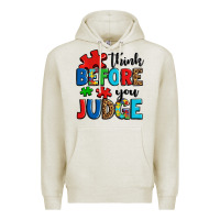 Oatmeal Heather think before you judge Premium Hoodie - OliviaCreatesArt