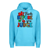 Ocean Blue think before you judge Premium Hoodie - OliviaCreatesArt