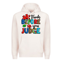 Pale Pink think before you judge Premium Hoodie - OliviaCreatesArt