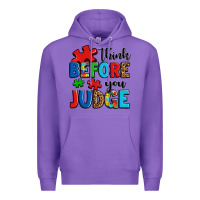 Purple think before you judge Premium Hoodie - OliviaCreatesArt