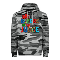 Slate Camo think before you judge Premium Hoodie - OliviaCreatesArt