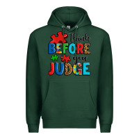 Sports Green think before you judge Premium Hoodie - OliviaCreatesArt