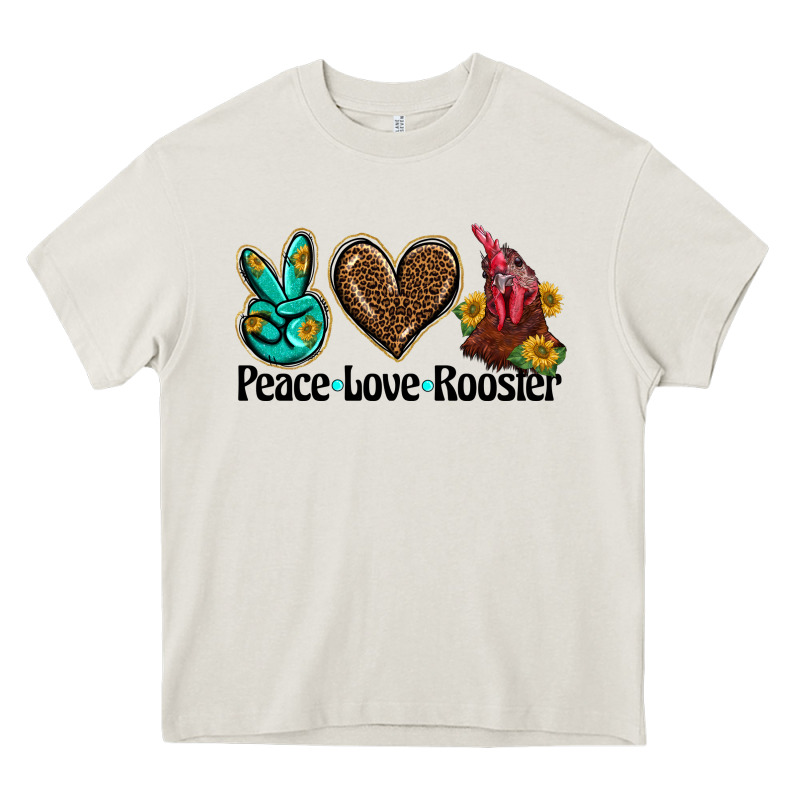 Peace Love Rooster Heavy Core Tee by BarkalooDesign | Teevron