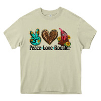 Mossy peace love rooster Heavy Core Tee - BarkalooDesign