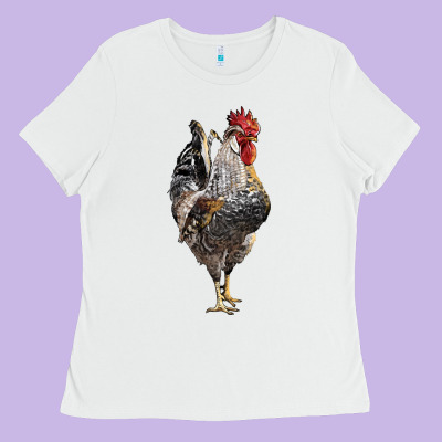 Cream Legbar Rooster Ladies Tee Designed By Lillyallendesigns