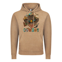 Vintage Coffee Western Cowboy Portrait With Cactus Vintage Hoodie - BundleAndBundleShop
