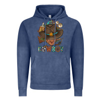 Vintage Denim Western Cowboy Portrait With Cactus Vintage Hoodie - BundleAndBundleShop
