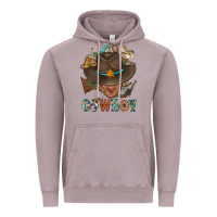 Western Cowboy Portrait With Cactus Vintage Hoodie | Teevron