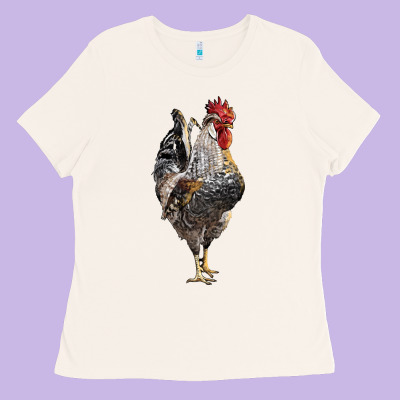 Cream Legbar Rooster Ladies Tee Designed By Lillyallendesigns