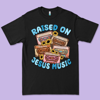 Raised On Jesus Music Premium Tee Designed By Maliassmallbusiness