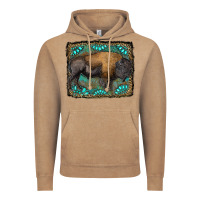 Vintage Coffee bison with gemstone background Vintage Hoodie - RanaPortraitStore