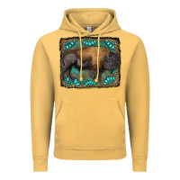 Vintage Mustard bison with gemstone background Vintage Hoodie - RanaPortraitStore
