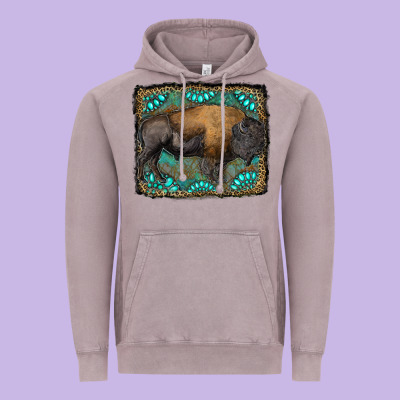 Bison With Gemstone Background Vintage Hoodie Designed By Ranaportraitstore