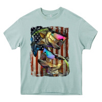 Arona American Flag With Bass Fish Heavy Core Tee - LillyAllenDesigns