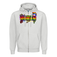 Dove Grey We are all human Zipper Hoodie - CowGirlArtShop