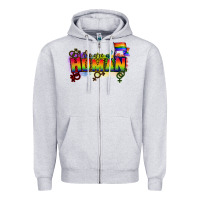 Heather Grey We are all human Zipper Hoodie - CowGirlArtShop