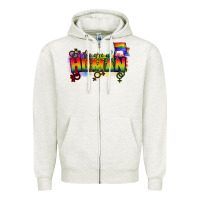Oatmeal Heather We are all human Zipper Hoodie - CowGirlArtShop