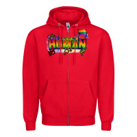 Red We are all human Zipper Hoodie - CowGirlArtShop