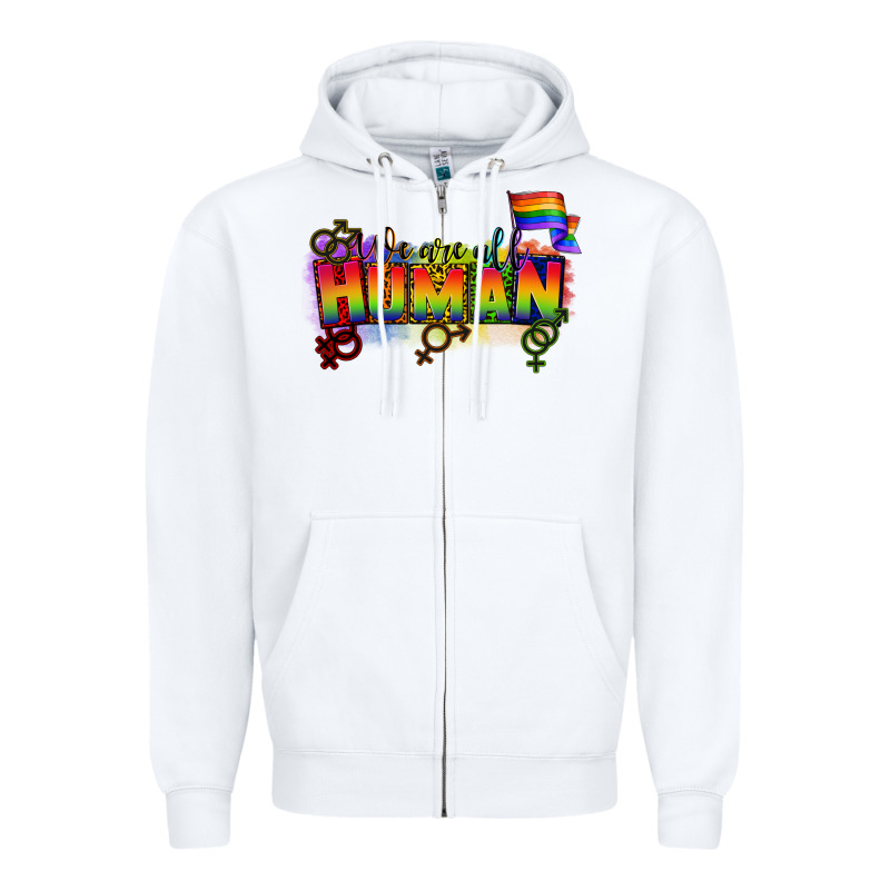 We Are All Human Zipper Hoodie by CowGirlArtShop | Teevron