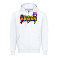White We are all human Zipper Hoodie - CowGirlArtShop