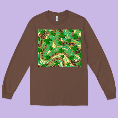 Shamrock Leopard Long Sleeve Tee Designed By Ranaportraitstore