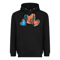 Black American flag hearts 4th of july Heavyweight Hoodie - FaDigitalArtStudio