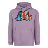 Lavender American flag hearts 4th of july Heavyweight Hoodie - FaDigitalArtStudio