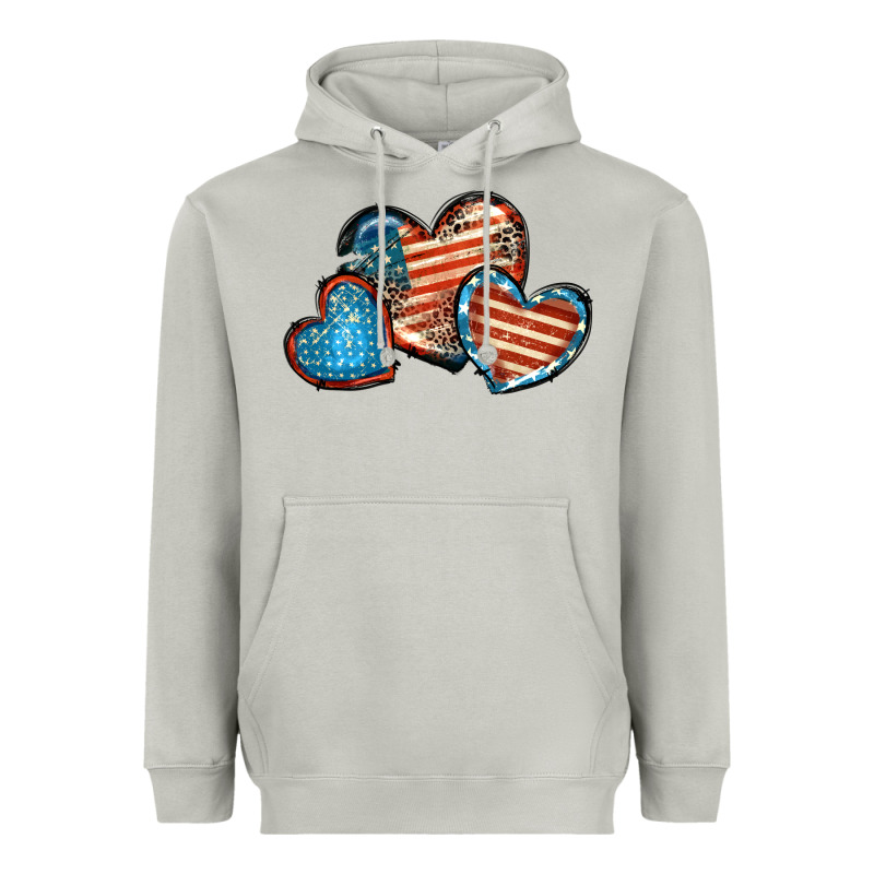 American Flag Hearts 4th Of July Heavyweight Hoodie by FaDigitalArtStudio | Teevron