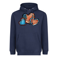 Navy American flag hearts 4th of july Heavyweight Hoodie - FaDigitalArtStudio