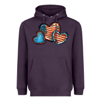 Plum American flag hearts 4th of july Heavyweight Hoodie - FaDigitalArtStudio