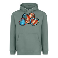 Sage American flag hearts 4th of july Heavyweight Hoodie - FaDigitalArtStudio