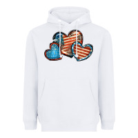 White American flag hearts 4th of july Heavyweight Hoodie - FaDigitalArtStudio