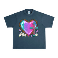 Midnight Navy easter cross heart la Urban Heavy Tee - LillyAllenDesigns