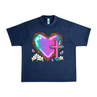 Navy easter cross heart la Urban Heavy Tee - LillyAllenDesigns