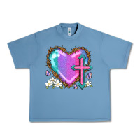 Pebble Blue easter cross heart la Urban Heavy Tee - LillyAllenDesigns