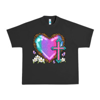 Pigment Black easter cross heart la Urban Heavy Tee - LillyAllenDesigns
