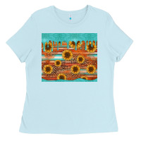 Baby Blue turquoise leopard distressed serape background tumbler Ladies Tee - Jasminsmagicworld