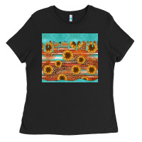 Black turquoise leopard distressed serape background tumbler Ladies Tee - Jasminsmagicworld