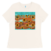 Bone turquoise leopard distressed serape background tumbler Ladies Tee - Jasminsmagicworld