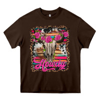 Chocolate Brown howdy valentine's day bull skull Heavy Core Tee - Jasminsmagicworld