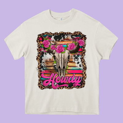 Howdy Valentine's Day Bull Skull Heavy Core Tee Designed By Jasminsmagicworld