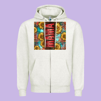 Mama Sunflower Zipper Hoodie Designed By Cowgirlartshop